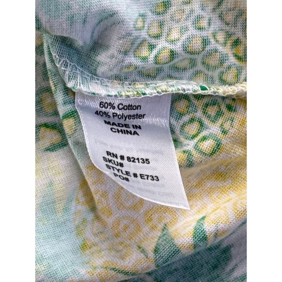 Women’s Fresh Produce Green & Yellow Pineapple Print Long Sleeve Shirt Sz 2X - Picture 3 of 4